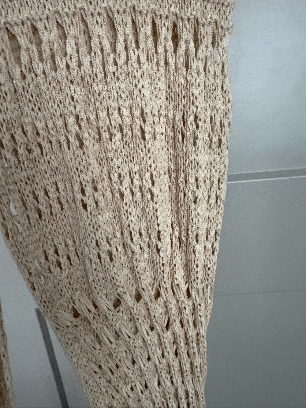 Fashion Nova Beige Open-Knit Women's Cardigan Swimsuit cover up.